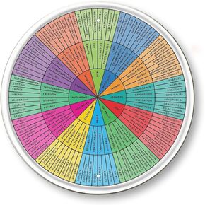 Wheel Rainbow on White Emotional Feelings Chart Poster Round Metal Tin Sign Mental Health Emotional Learning Artwork Therapy Office Decor Wall Art Kids Behavior Chart for School Classroom Counseling