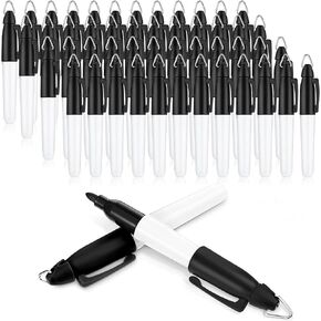 Outus 48 Pcs Mini Permanent Markers with Clips Golf Ball Marker Pen Ink Pens for Office School Supplies Outdoor Activities