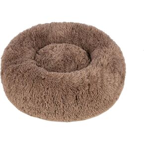 Best Pet Supplies Round Calming Dog Bed with Plush Faux Fur Fabric, Anti-Anxiety Cushion for Indoor Pets, Slip-Resistant Base, Soft Ergonomic Support - Caramel, 24x24x7''