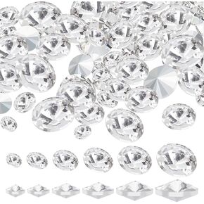 FINGERINSPIRE 120 Pcs Pointed Back Rhinestone 6/8/10/12/14/16mm Glass Rhinestones Gems Clear Round Crystal Bead Jewels Embellishments Faceted Diamond for Craft Wedding Dress Decoration Jewelry Making