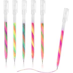6pcs Rainbow Gel Pens, Magic Gel Ink Pens Mixed Rainbow Color Ballpoint Pens Kawaii Color Changing Neon Gel Pen for Writing Drawing Journaling Doodling Scrapbooking Sketching