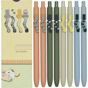 Maydahui 8 Pcs Cute Cat Tail Pens Retractable Kawaii Cat Pens Novelty Animal Tail Click Rollerball Pens Black Ink for Cat Lovers Shcool Supplies Office