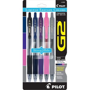 PILOT G2 Harmony Ink Collection Limited Edition Retractable Gel Pens, 0.7mm, Fine Point, Assorted Ink, 5-Pack