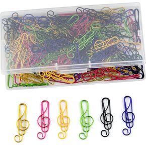 100 Pcs Music Paper Clips Assorted Colors Musical Notes Memo Clips Bookmark for Kids, Students, Teachers Cute Metal Paper Clips for Home, School, Office, The Storage Box Included