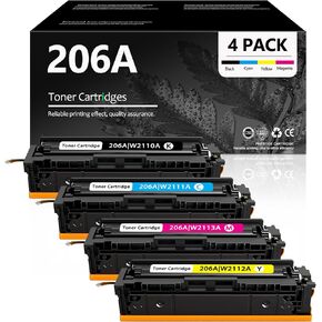 206A Toner Cartridges High-Yield 4 Pack Replacement for HP 206A 206X Works with Color Laserj Pro MFP M283fdw MFP M283cdw, Color Laserj Pro M255dw, Color Laserj Pro MFP M283 M255 Series | W2110A