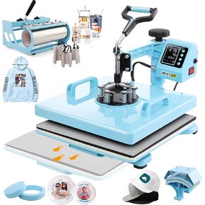 Heat Press 15x15, 8 in 1 Heat Press Machine with Attachment 11-30oz Tumbler/Hat Press, 360° Swing Away Tshirt Press Machine, Pro Sublimation Machine for T-Shirts, Hat, Tumbler, Mug and Plates for DIY