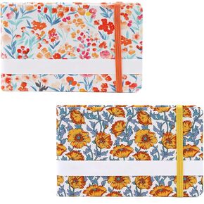 2PCS Mini Watercolor Sketchbook, 3.7x5.8 Inch Portable Square Fabric Cover Small Watercolor Sketchbook 20 Sheets 300g Watercolor Textured Drawing Papers (Yellow+Orange)