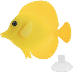 Artificial Glowing Fish, Silicone Fake Fish with Suction Cup, Floating Fake Fish Ornament, Aquarium Artificial Fish, Fluorescent Luminous Fish Tank Ornament, Yellow, 1 Set