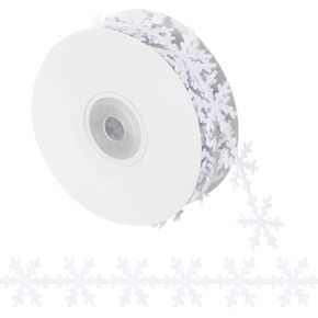 Die Cut Snowflake 0.98 Inch X 5 Meters Non-woven Fabric White Ribbon Decorative DIY Scrapbook Sewing Winter Craft Wedding Birthday Shower Christmas Valentine's Day Party Favor