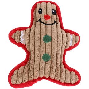 NUOBESTY Christmas Dog Squeaky Chew Toys Gingerbread Man Shape Plush Puppy Teething Toy with Sound for Small Dog Assorted Color