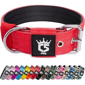 TSPRO Tactical Dog Collar 1.5 inch Wide Dog Collar Military Grade Strong Dog Collar Thick Dog Collar Heavy Duty Metal Buckle Dog Collar Fit 20.5-23.5 inches Neck (Red -L)