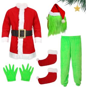 Christmas Green Big Monster Costume Kids, 7PCS