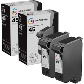 LD Products Remanufactured HP 45 51645A Ink Cartridge Replacements for PhotoSmart: 1000 1100 1100xi 1115 1115cvr 1215 1215vm 1218 1218xi 1315 1315vm P1000 P1000xi P1100 P1100xi P2100 (Black 2-Pack)