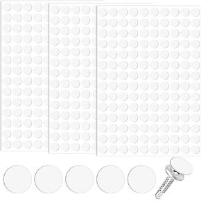 290pcs Self-Adhesive Screw Cover Stickers, PVC Non-Faded Screw Hole Cover Caps, 12mm 15mm 21mm Dustproof Sticky Decals for Various Furniture Cabinet- White