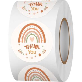 Thank You Sticker Roll, 1.5 Inches 500 PCS Boho Label Stickers for Kids and Adults, Round Envelope Seals Stickers for Goodie Bags, Gift Favors Box, Cards, Beer Bottle, Party Supplies