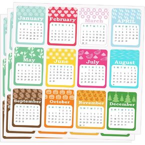 Yearly Monthly Calendar 2025 Stickers,January 2025 - December 2025,2x2.5 Inch Monthly Schedule Labels,12 Pcs/Sheets,5 Sheets