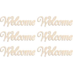 20Pcs Mini Welcome Wood Crafts Cutouts Blank Wooden Welcome Slices Embellishments Wood Unfinished Wood Ornaments for DIY Projects Home Decoration