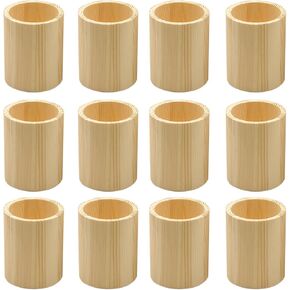 12-Pack 4 Inch Round Wood Pen Holder Unfinished Wooden Pencil Holder for DIY Crafts (3x3x4 Inches)