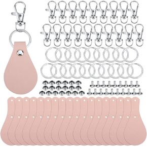 20pcs Leather Keychain Kit, PU Leather Keychain Blanks with Lobster Clasps and Key Rings Keyring Leather Key Fob Kit for DIY Craft Laser Engraving Keychain Making Decorations Gifts Accessories