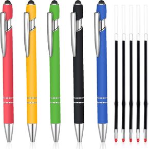 5 Pieces Gel Ink Pens with Stylus for Touch Screen 2 in 1 Capacitive Stylus Pen Retractable Gel Ink Pen 0.5mm Fine Point Gel Ink Pens with 5 Refills for Touchscreen Phone Tablet in Saudi Arabia