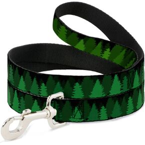 Dog Leash Pine Tree Silhouettes Black Greens 6 Feet Long 1.0 Inch Wide