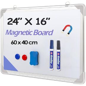 Dry Erase White Board, 24x16Inch (60x40cm) for Wall Whiteboard Aluminum Frame Hung for Kids Draw and Write Teach
