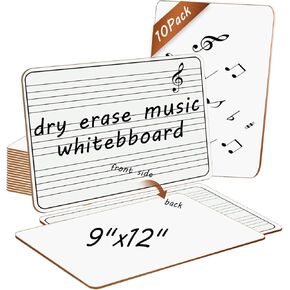 10 Pack Double Sided Music Staff Whiteboard -9''x12'' Keyboard Whiteboard Portable Durable Mini Dry Erase Board for Students Teachers Music Classroom Supplies Music Teacher Gifts