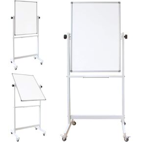 DEVELOP Magnetic Mobile White Board with Stand, 60 x 36 Inches, Large Rolling Double Sided Dry Erase Board on Wheels, Writing Standing Whiteboard Easel Easy Flip for Home, Office & School
