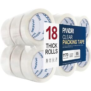 PANDRI Packing Tape, 12 Rolls Heavy Duty Clear Packaging Tape for Shipping Packaging Moving Sealing, 1.88 inches Wide, 65 Yards Per Roll, Total 780 Yards