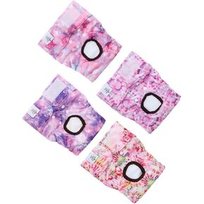 CuteBone Washable Female Dog Diapers 4 Pack Reusable Doggie Heat Diapers for Period FMG02XL