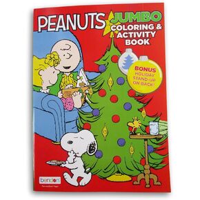 Activity Books Peanuts Snoopy and Charlie Brown Christmas Themed Coloring with Bonus Holiday Stand-Up On Back - 80 Pages