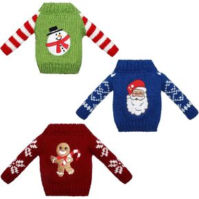 Aoriher 3 Pcs Christmas Elf Accessories Christmas Clothes Accessory Sweater Set Elf Doll Knitted Clothing Elk Christmas Tree Snowflake Print Christmas Accessory Set for Elf Doll (Gingerbread)