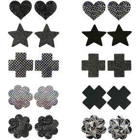 Celamirio Women's Disposable Nipple Stickers Black Nipple Covers 10 Pairs