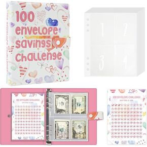 Vienrose 100 مغلف توفير المال، موثق التحدي النقدي لتوفير 5050 دولارًا، مخطط كتاب الميزانية مع أكياس النفقات (ألوان مائية) in Kuwait