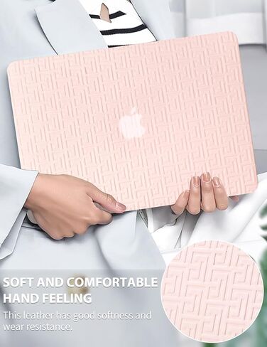 Seorsok متوافق مع حافظة MacBook Pro 13 بوصة A2338 M1 A2251 A2289 A2159 A1989 A1706، حافظة جلدية صلبة من البلاستيك المنحوت بدقة مع غطاء لوحة المفاتيح، وردي in Kuwait