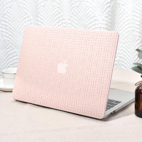 Seorsok متوافق مع حافظة MacBook Pro 13 بوصة A2338 M1 A2251 A2289 A2159 A1989 A1706، حافظة جلدية صلبة من البلاستيك المنحوت بدقة مع غطاء لوحة المفاتيح، وردي in Kuwait