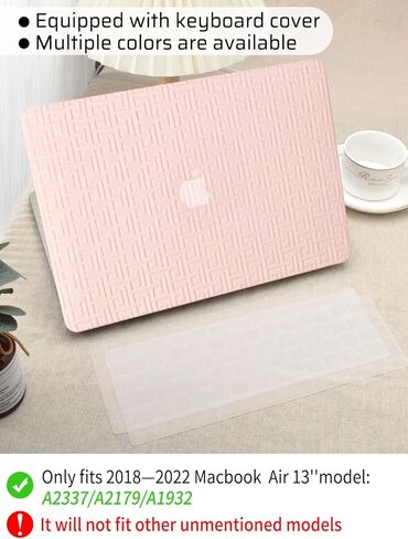 Seorsok متوافق مع حافظة MacBook Pro 13 بوصة A2338 M1 A2251 A2289 A2159 A1989 A1706، حافظة جلدية صلبة من البلاستيك المنحوت بدقة مع غطاء لوحة المفاتيح، وردي in Kuwait