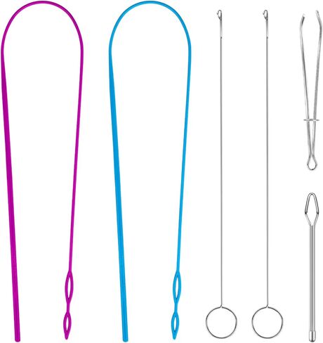 6 Pieces Sewing Loop Kit Drawstring Threader Tool Set Plastic Drawstring Threader Loop Turner Hook Metal Tweezers for Sweatpants String Hoodie Strings Elastic Waistband Replacement Device in Saudi Arabia