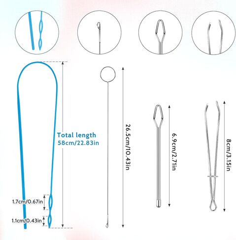 6 Pieces Sewing Loop Kit Drawstring Threader Tool Set Plastic Drawstring Threader Loop Turner Hook Metal Tweezers for Sweatpants String Hoodie Strings Elastic Waistband Replacement Device in Saudi Arabia