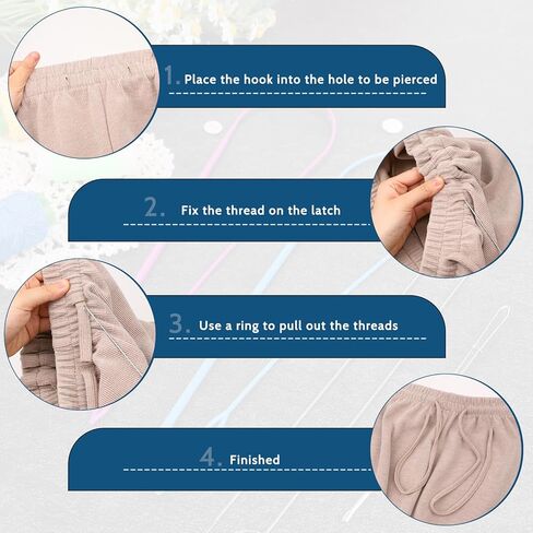 6 Pieces Sewing Loop Kit Drawstring Threader Tool Set Plastic Drawstring Threader Loop Turner Hook Metal Tweezers for Sweatpants String Hoodie Strings Elastic Waistband Replacement Device in Saudi Arabia