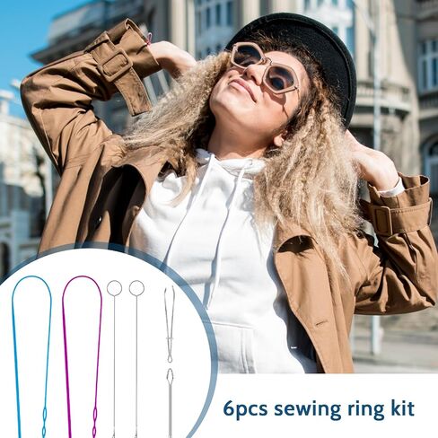 6 Pieces Sewing Loop Kit Drawstring Threader Tool Set Plastic Drawstring Threader Loop Turner Hook Metal Tweezers for Sweatpants String Hoodie Strings Elastic Waistband Replacement Device in Saudi Arabia