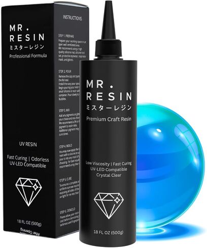 UV Resin - Mr. Resin Bulk Crystal Clear Resin for Crafts : Rock Painting, Molds, Doming,Keychains & Jewelry Making Cures Fast with UV Lamp, LED and Sunlight! in Saudi Arabia