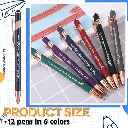 Qilery 24 Pcs Employee Appreciation Gifts Team 12 Pcs Leather Journals 12 Pcs Ballpoint Pens Motivational Hardcover Executive Notebooks Stylus Ink Pens for Teacher Students Coworker, Multicolor in Saudi Arabia