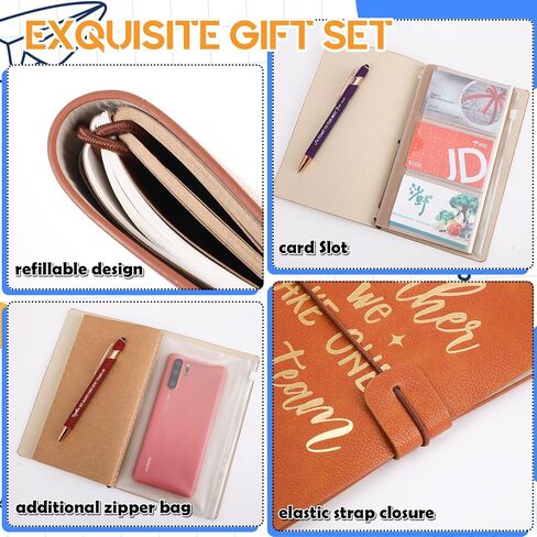 Qilery 24 Pcs Employee Appreciation Gifts Team 12 Pcs Leather Journals 12 Pcs Ballpoint Pens Motivational Hardcover Executive Notebooks Stylus Ink Pens for Teacher Students Coworker, Multicolor in Saudi Arabia