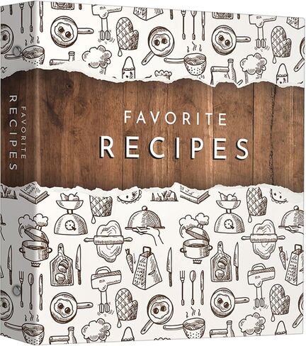 Modern 3-Ring Recipe Binder with 100 Full Recipe & Protective Pages – 12 Dividers, 11.5 x 12 Brown & White Design, Recipe Book for Own Recipes in Saudi Arabia