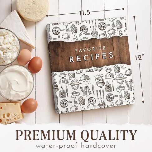 Modern 3-Ring Recipe Binder with 100 Full Recipe & Protective Pages – 12 Dividers, 11.5 x 12 Brown & White Design, Recipe Book for Own Recipes in Saudi Arabia