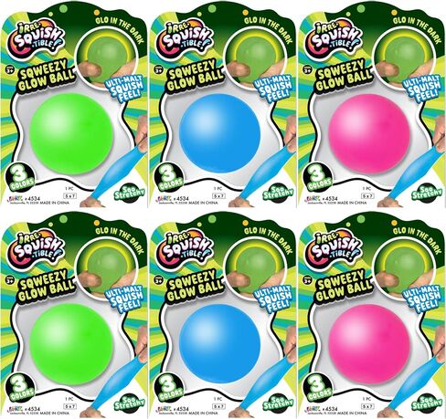 JA-RU Sqweezy Glow Ball (1 Ball Assorted) Glo in The Dark Squishy Toy for Boys & Girls. Stretchy Ultra Squish Feel Fidget for Kids, Teen, & Adult. Irresistible Sensory Relief Party Favor. 4534-Glow-1 in Saudi Arabia