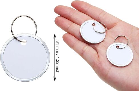 ONLYKXY 50pcs Blank Labeling Tags Round Name Brand Shipping Tags with Ring Metal Rim Price Tag for Pricing Gift Jewelry Clothing Yard Sale Garage Supplies Marking Label Hang Tag (White, 1.22inch) in Saudi Arabia