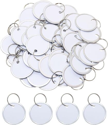 ONLYKXY 50pcs Blank Labeling Tags Round Name Brand Shipping Tags with Ring Metal Rim Price Tag for Pricing Gift Jewelry Clothing Yard Sale Garage Supplies Marking Label Hang Tag (White, 1.22inch) in Saudi Arabia