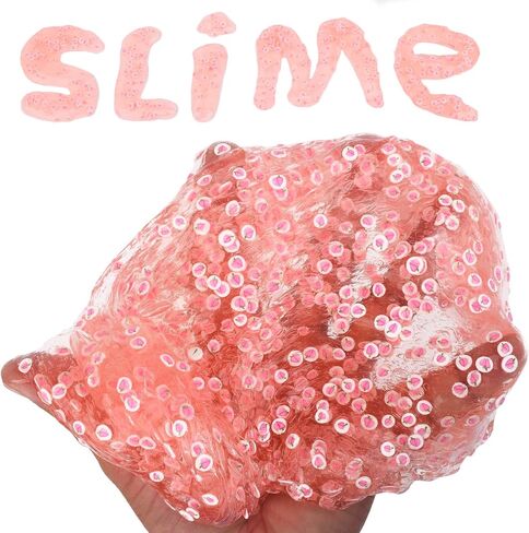 Blue Clear Slime Pink Heart Add Ins, Scented Crystal Water Jelly Slime Stretchy Soft Putty, Big Slime Stress Relief Toy for Girls Boys Gifts Kids Birthday Party Favors 7OZ 200ML in Saudi Arabia
